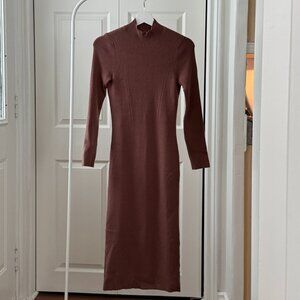 Brown Abercrombie & Fitch Women's Open-Back Midi Sweater Dress